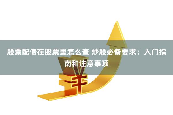 股票配债在股票里怎么查 炒股必备要求：入门指南和注意事项