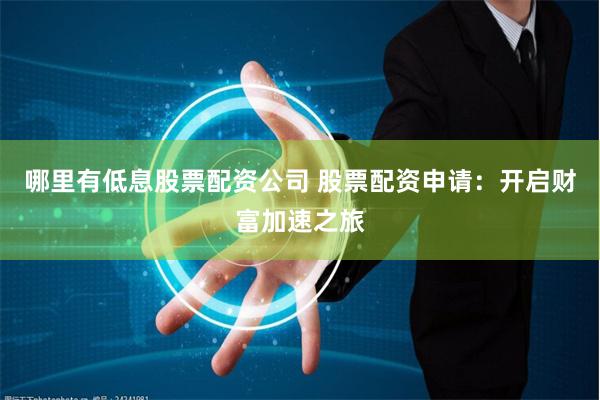 哪里有低息股票配资公司 股票配资申请：开启财富加速之旅